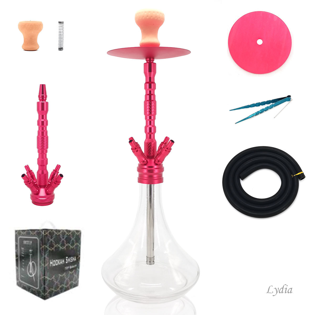 red stainless steel hookah